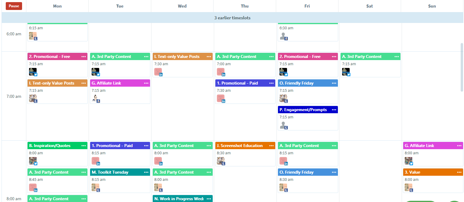 SmarterQueue vs Tailwind - SmarterQueue Posting Plan example